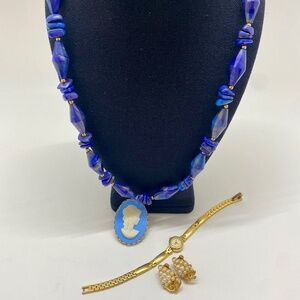 Vintage Blue's and Gold Tone Jewelry Bundle